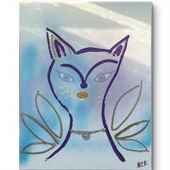 Original Signed Mixed Media Art Painting 11×14 Angel Kitty Abstract Cat
