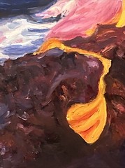 Original Oil Painting On Canvas Volcano In Hawaii 24″ x 18″ x 1/2″