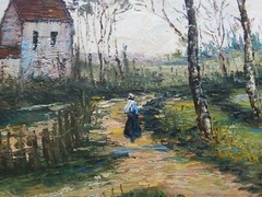 Vintage Oil Painting Impressionist by Van Gake Old European Countryside Ukraine