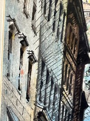 VTG Architecture City Street Painting Signed 12 X 9″ Matted Galley Wall Framed