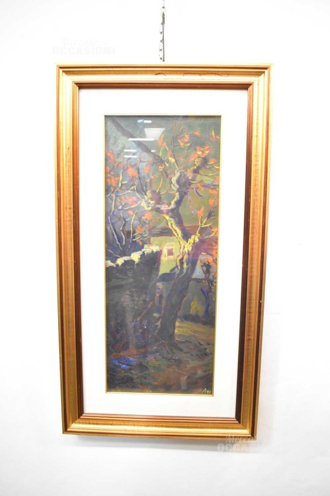 Oil Painting Picture By Sergio Sini Tree Bare Canvas 82×45 Cm
