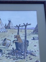 CLARENCE ELLSWORTH PAINTING INDIAN NATIVE AMERICAN TRIBAL TIPI PORTRAIT W DOG