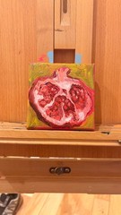 “Pomegranate” original painting, oil on canvas, 2inx2in, realistic, series piece