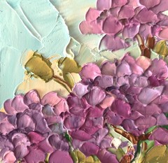 Hydrangea Oil Painting Original Art Impasto Flower Still Life 4x4in Signed