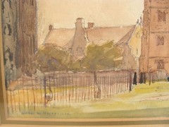 Antique 1905 Walter Hardy Cityscape Architectural W/C Painting