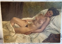 Max Pistorius (1894-1960) Austrian Oil On Canvas Painting Female Repose Nude