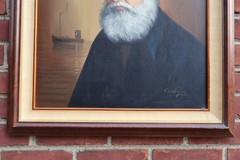Pelbam Signed Framed Oil on Canvas Portrait Painting of Sailor Sea Captain Ship