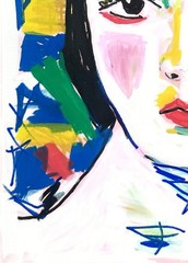 Hand Painted Portrait Expressionis Colorful Acrylic 11×14 Canvas, Holly Hammond