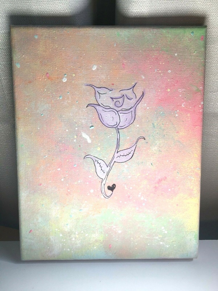 ACRYLIC PAINT ON CANVAS FLOWER HAND PAINTED BY Q. WILSON 8X10, 1 OF A KIND