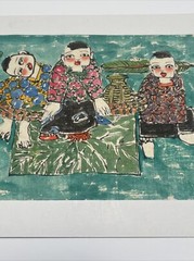 VINTAGE PAINTING VIETNAMESE AND CHINESE PRIVATE COLLECTION SIGNED MODERNISM