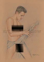 Original drawing A4 Art Colored Pencil painting male model on kraft paper new165