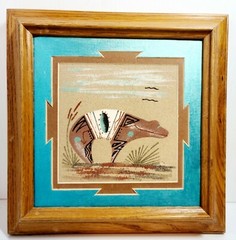 Native American „This is a Bear“ Sand Painting by Dave-10 1/2″ Square-5 1/2″