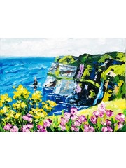 Cliffs of Moher Painting Irish Wall Art Original Art Ireland Oil Impasto 6 x 8″