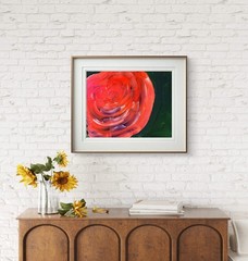 Red Rose Floral Up Colorful Modern Art Acrylic Painting on Canvas 11×14 Acrylic