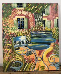 European Outdoor Cafe Scene Canvas Artwork Print 24 x 20