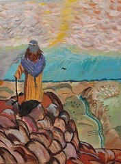 acrylic painting on canvas by original artist, ‚Elijah on the Mountain“, signed