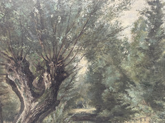 19th Century Original French Realist Oil on Panel Circle Courbet Brook Forest