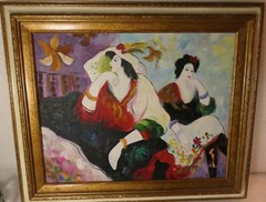 T. FOURNIER IMPRESSIONIST PORTRAIT OIL PAINTING WOMAN