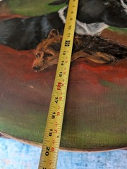 Original Art Painting 2 Dogs 20×23″ Oval Acrylic On Canvas