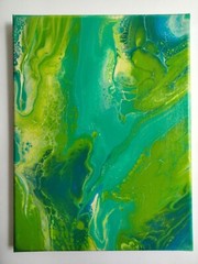 Original Abstract Acrylic Painting Stretched Canvas 9″x12″x0.6″ Wall Art Decor