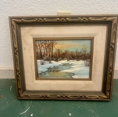 Original Signed Vintage Nature Painting On Canvas Wood Frame Loretta Taylor 1974