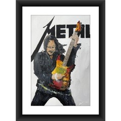 ORIGINAL 2 Piece 11×17″ Metallica Hetfield Hammett Music Impasto Art Painting