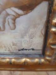 Original Signed Acrylic Pastel Painting Michelangelo The Creation of Adam Framed
