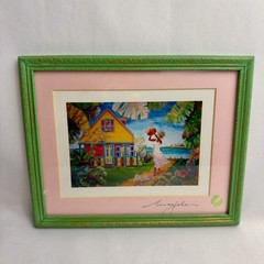 Framed Vintage Watercolor on Silk Tropical Art Signed Marjolein Scott Bahamas