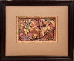 George Habergritz (1909-1998) Signed Mixed Media Painting Zulu Women East Africa