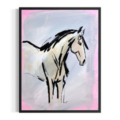 Original Hand Painted 11×14 Minimalist Horse Signed Acrylic Canvas Wall Decor