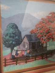 Luis German Cajiga 3D Puerto Rico Painting Print Framed 1979 Flamboyant Tree