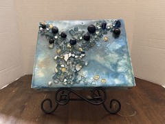 Unique 3D, Mixed Media Resin Geode Painting on Canvas