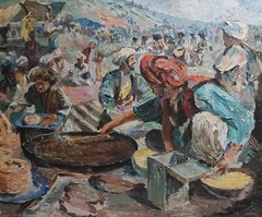 Ustad Ghausuddin Afghanistan Royalty Artist Signed Painting „New Year’s Eve“
