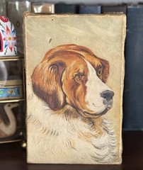 Antique Original Saint Bernard Oil Painting – Unframed – READ