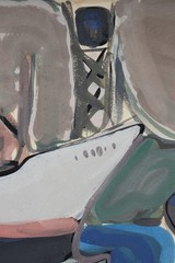 Gerhard Gerd Thelen 1920-1997 Oldenburg / Gouache 1954 Ships Port Shipyard
