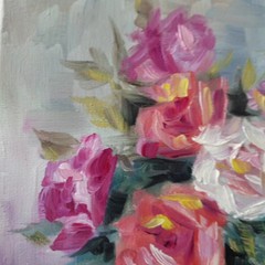 Romantic Roses Still Life Original Oil Painting Impressionist Floral Wall Decor