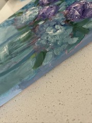 oil paintings original blue Rose Hydrangea Flowers Still Life Green Calm Vase