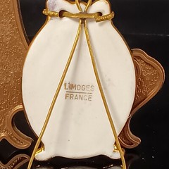 22K Gold Limoges France Porcelain Portrait Art, Miniature Frame, Victorian Woman