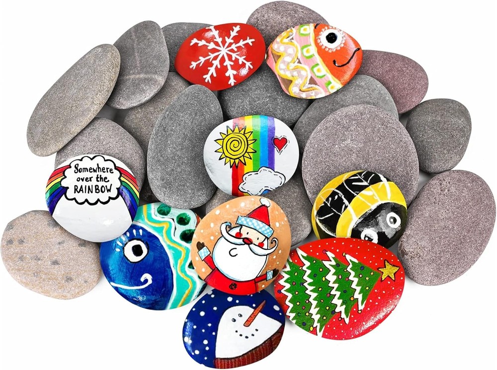 River Rocks for Painting 25 Pcs Large 2-3 Inch Flat Smooth Painting Stones Craft