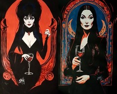 gothic queens original acrylic set, dark art vampire, halloween portrait