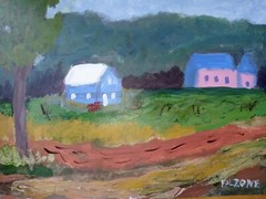 Expressionismm/Abstract 11×14 Australian Mountain Village original Art Painting