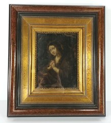 Antique Old Master Oil Painting Mary Magdalene on Copper Plate Framed