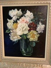 Framed Rose Impressionist Oil Painting Vintage Suzuki Japanese Manet