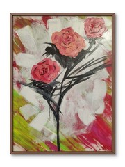 Unique Abstract Rose Impression Original Wall Art 14X11 Canvas Acrylic