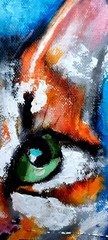 Original Oil Painting Big Cat Wall Art Animal Portrait Kitty Artwork 8×8 inches
