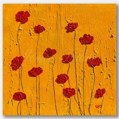 Red Poppies painting 22 x 22 inch contemporary art by Monica Fallini