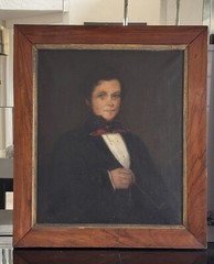 Antique 1853 Oil Painting Of Gentleman Portrait in Old Wood Frame 31.5”x36”
