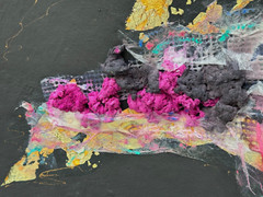 PAT PATRICIA LEA ABSTRACT PAINTING 3D COLLAGE MOUNTAIN LANDSCAPE KANSAS CITY MO