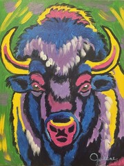 Brilliant Bison: Original Acrylic Wildlife Painting 11×14 Canvas