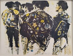 Moshe Gat Matadors Vintage Art Painting Mid century Listed Artist